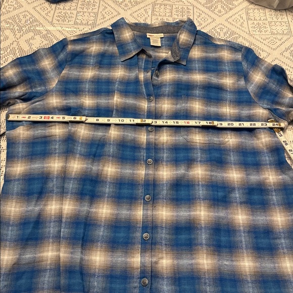 Dickies Womens 2X 100% cotton Blue Gray White Plaid brushed flannel Shirt New - Picture 5 of 9